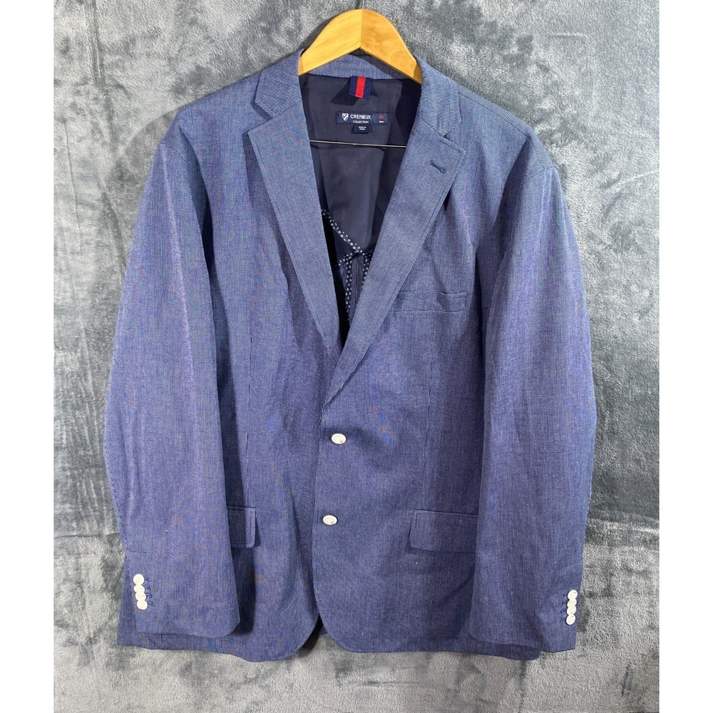 Cremieux Blazer Mens 2XL Blue Sport Coat Striped Lightweight Unstructured Cotton